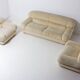 Luxurious plush 3-seater sofa in vanilla fabric, Italy 1970s