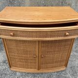 Vintage low sideboard, Exodia, bamboo and rattan, 80s