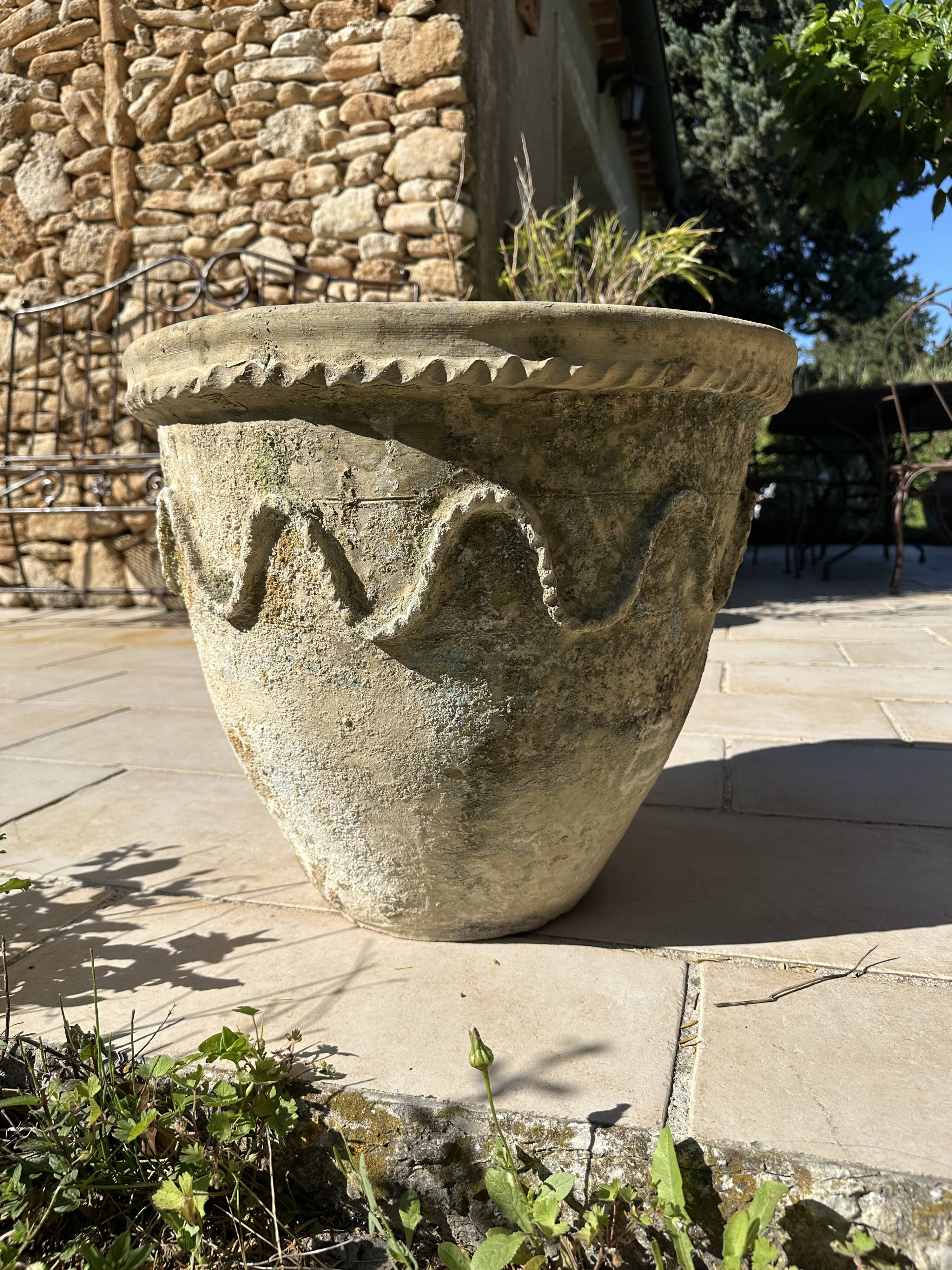 Ancient terracotta pot vase from the 19th century.