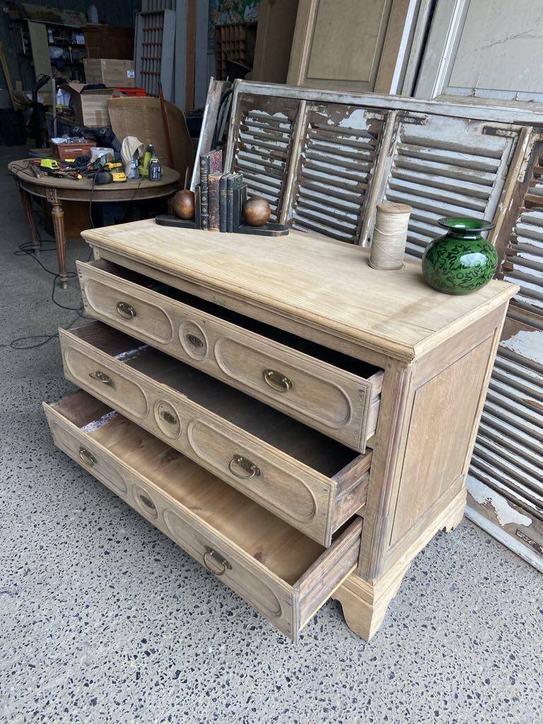 Raw wood chest of drawers