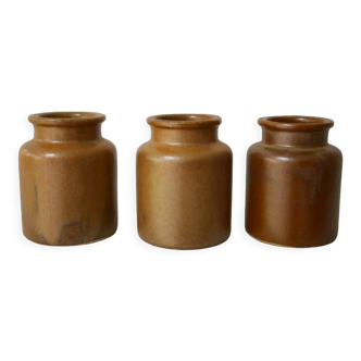 Lot de 3 pots à moutarde marron