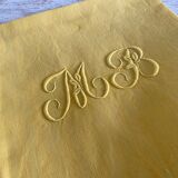 Set of 5  napkins daffodil monograms MB - 80x67 cm - linen threads