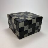 Vintage leather patchwork pouf, 1980s