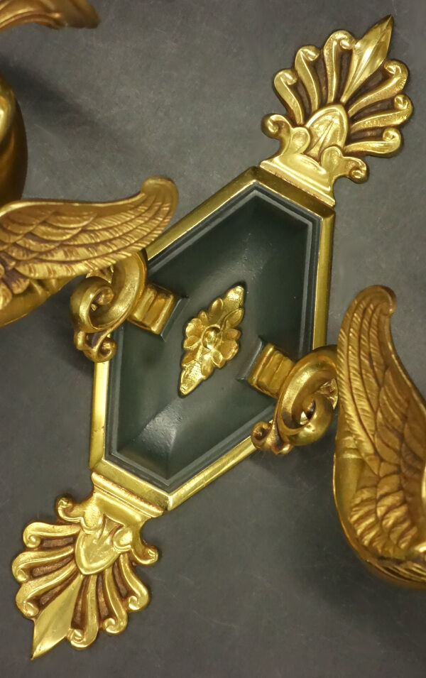 Pair of empire style swan sconces - petitot