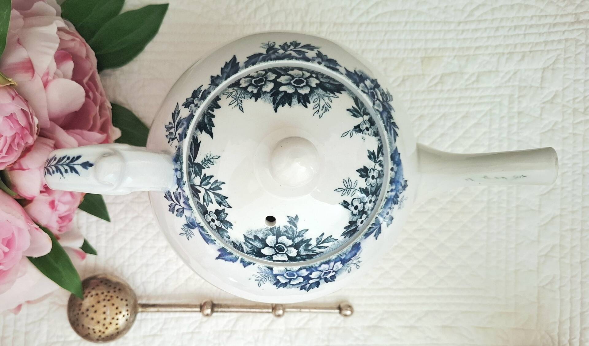 Antique teapot in ironstone pottery