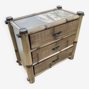 Bamboo & rattan chest of drawers