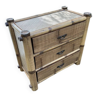 Bamboo & rattan chest of drawers