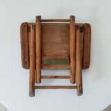 Vintage folding stool in wood and bamboo