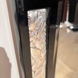 Art Deco Wall Mirror in Black Lacquer & Silver Leaf, France, 1930s