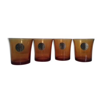 Gobelets Duralex en verre ambré année 70