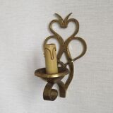 French Vintage Brass Hand Made Single Wall Light Scrolled Open Backplate