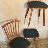 Set of 2 chairs with bars and a stool vintage compass feet 1960's