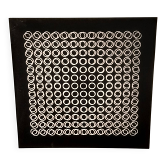 Vasarely silkscreen print - "Deep Kinetics" - 3D Illusion & Black and White