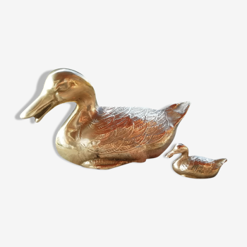 Pair of brass ducks