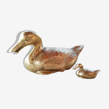 Paire de canards en laiton