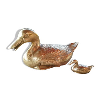 Pair of brass ducks