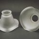 Set of 2 French Mid-Century Frilled White Glass Chandelier Shades