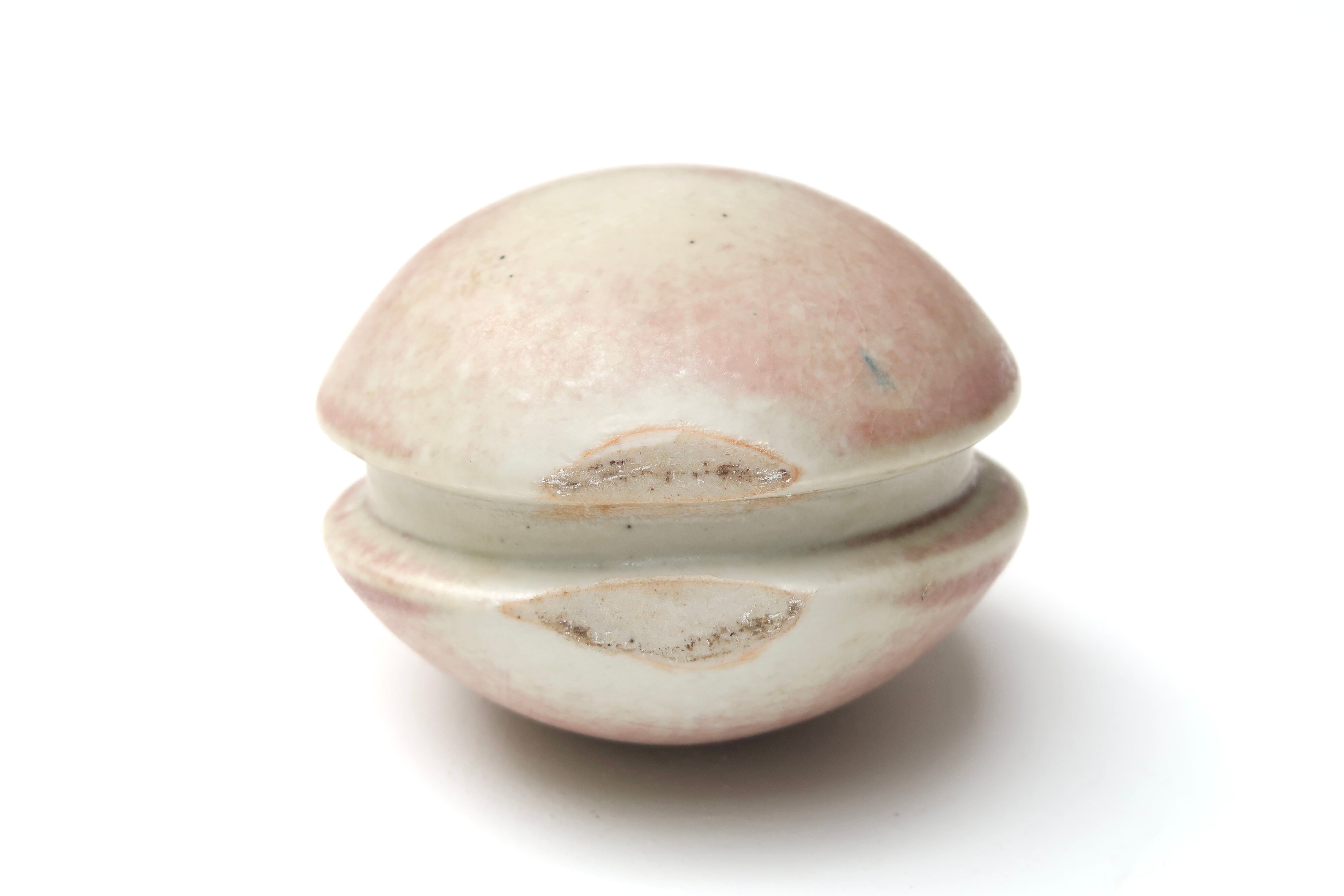 Set of 3 vases and ceramic box in mauve pink tones, 70s