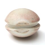 Set of 3 vases and box in mauve pink tones ceramic, 1970s