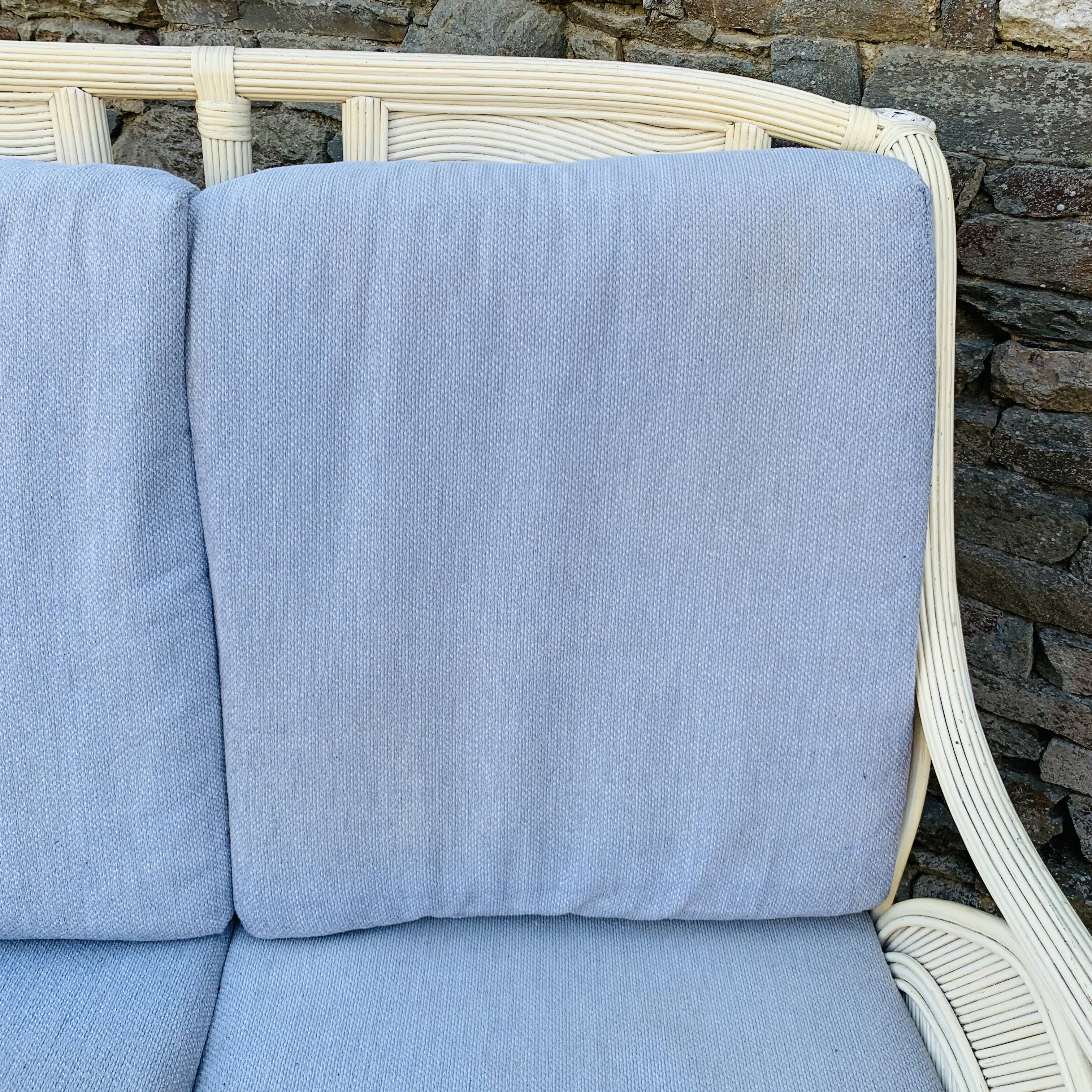 2 seater white rattan sofa