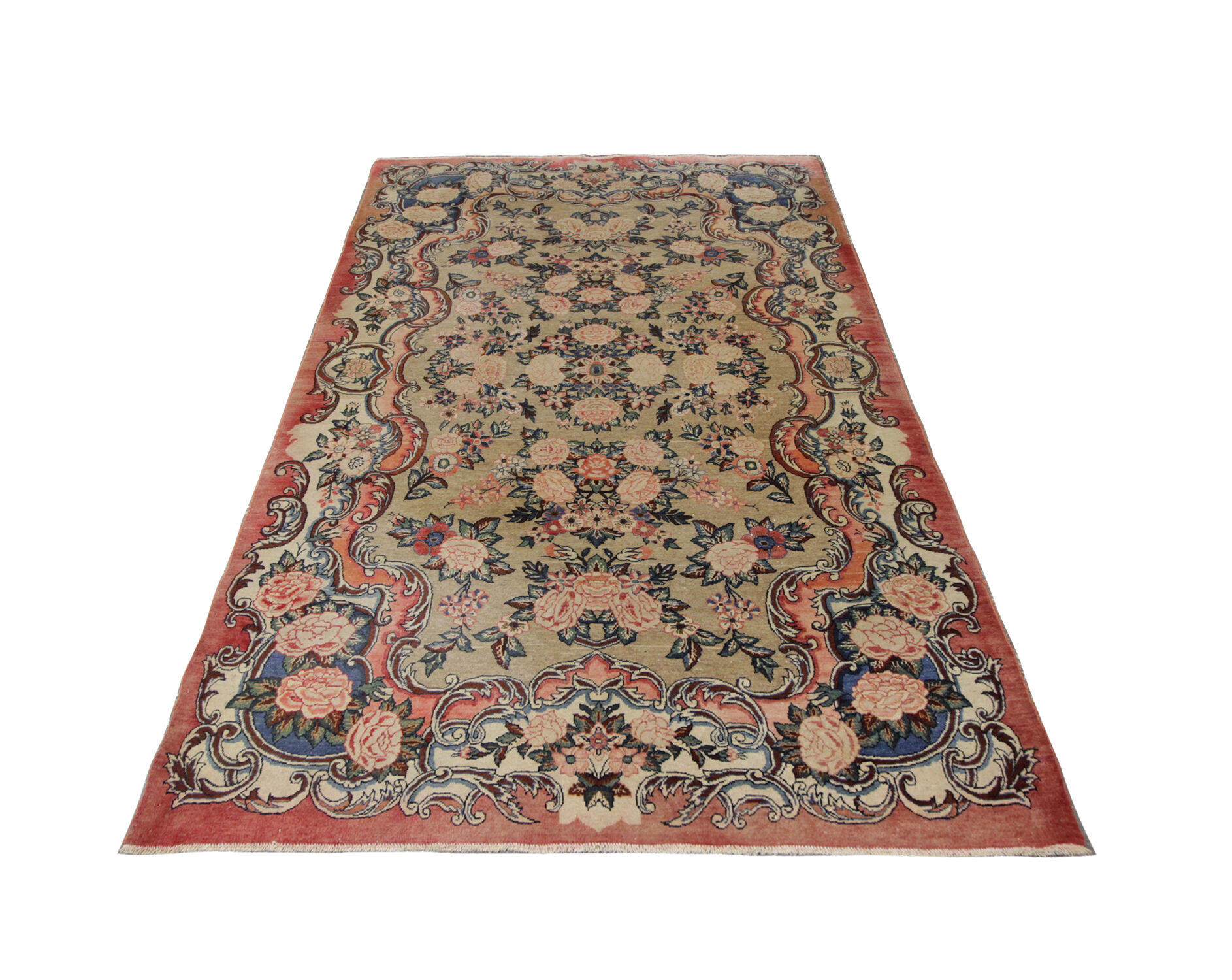 Hand-knotted vintage persian mohajeran area rug 125x215cm