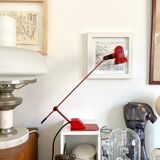 Red metal desk lamp