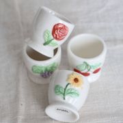 4 vintage Afibel porcelain egg cups - Barbotine decor