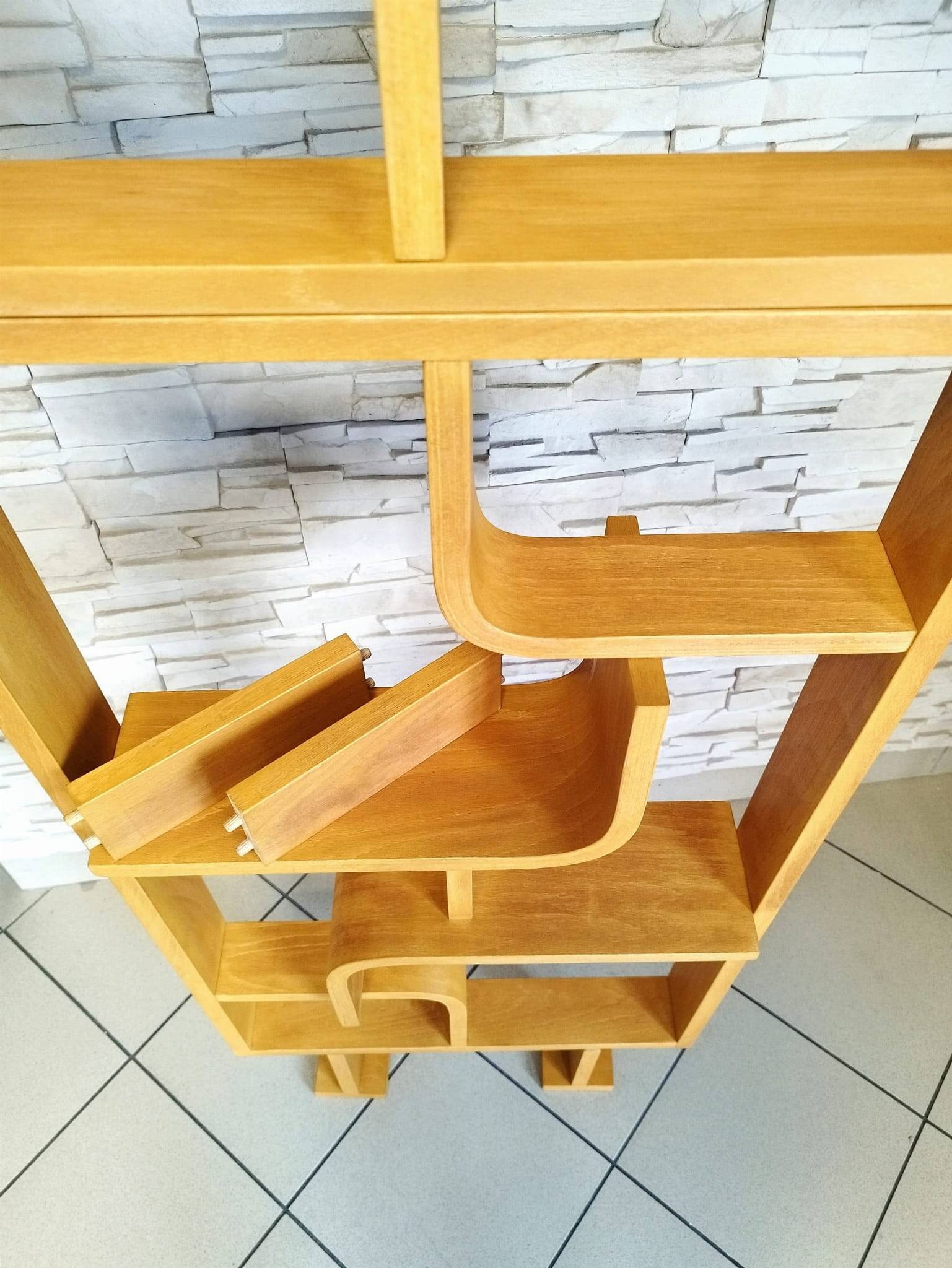 Bent plywood wall, bookcase, flowerbed, Volak by Holesov, 1960s Czechoslovakia