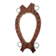 Brutalist mirror in wood and rope, free form.
