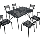 Set of 6 armchairs and perforated metal table from the 1950s.