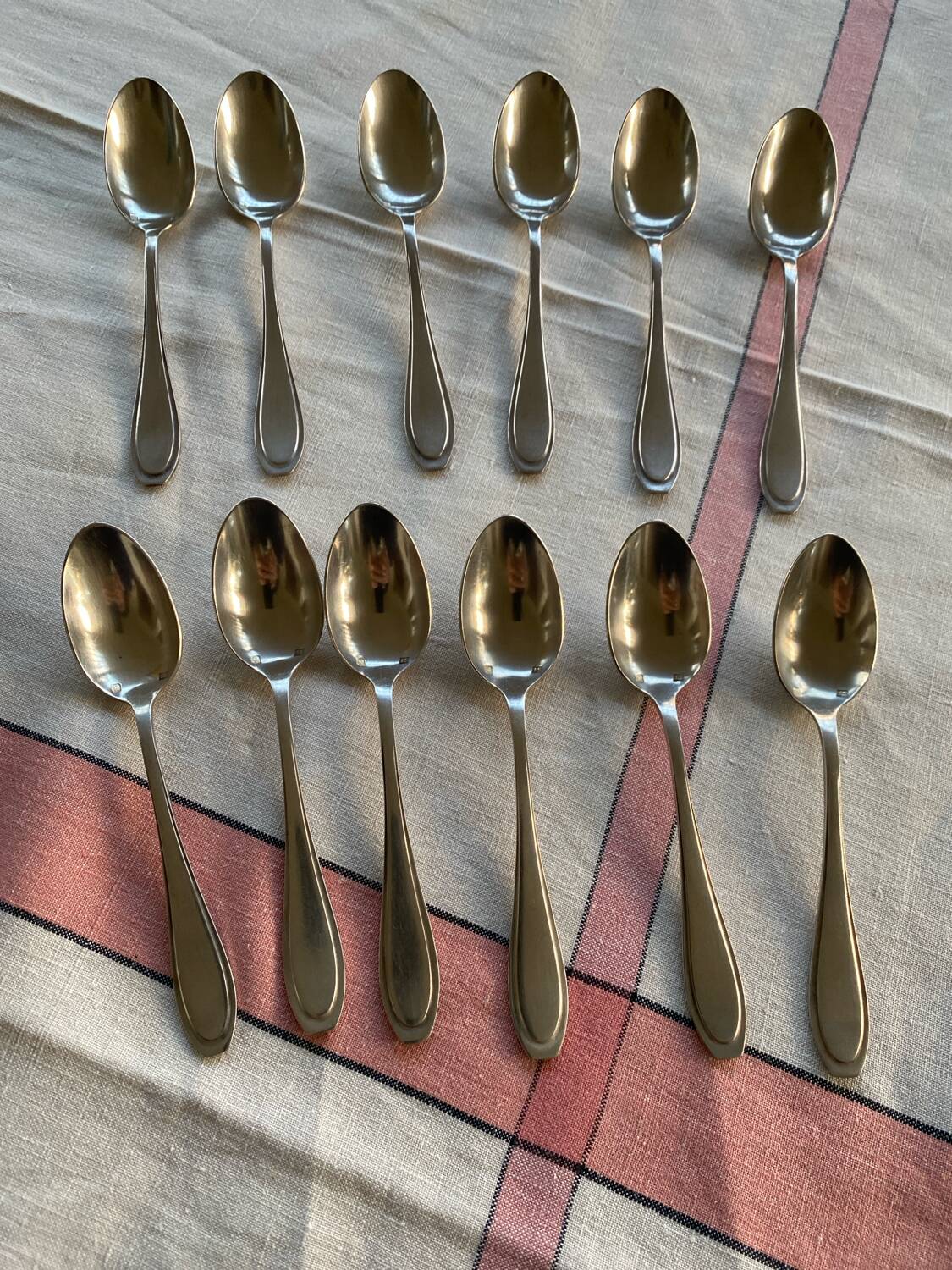 Set of 12 small silver-plated spoons