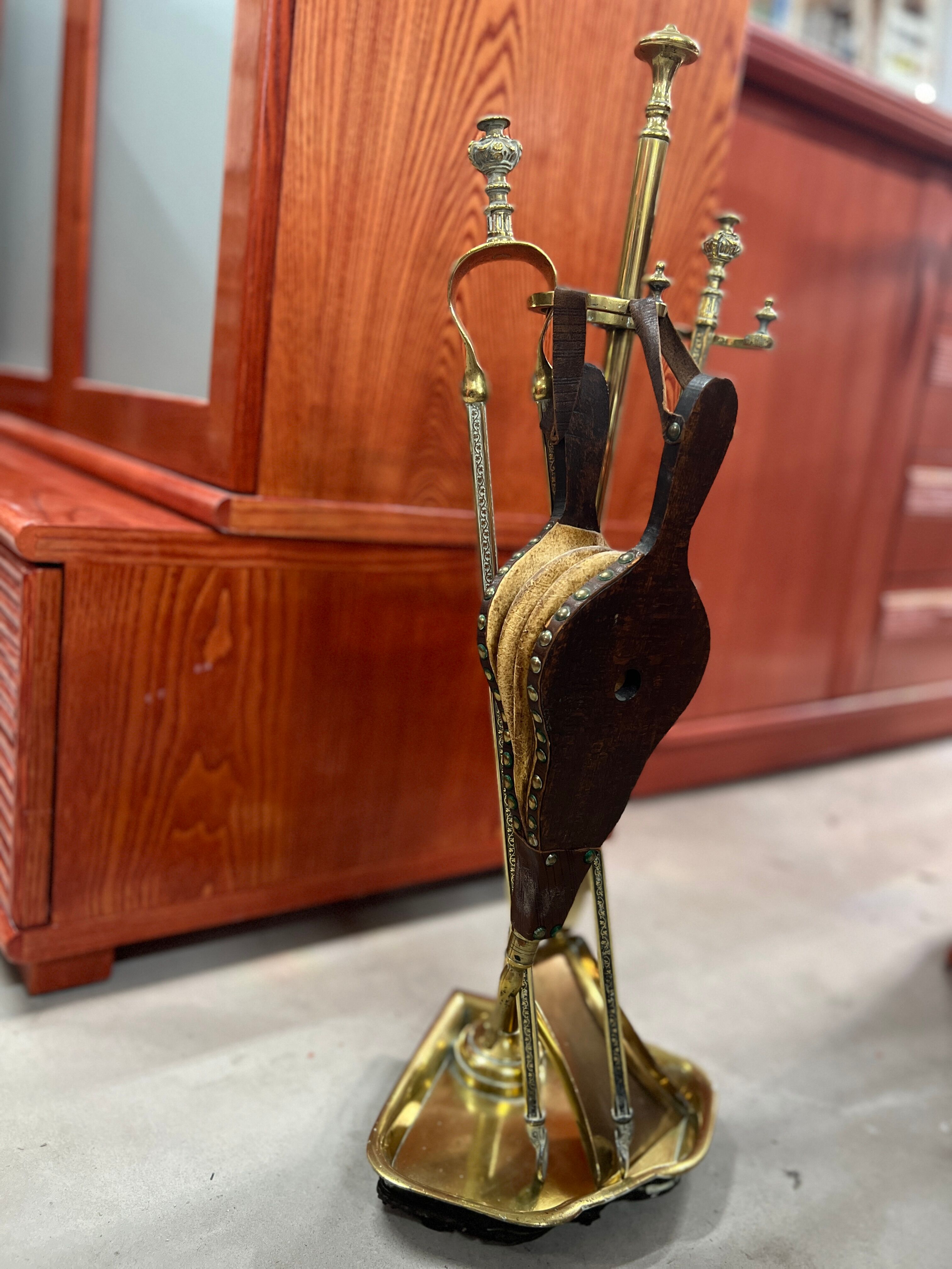 Vintage brass fireplace servant