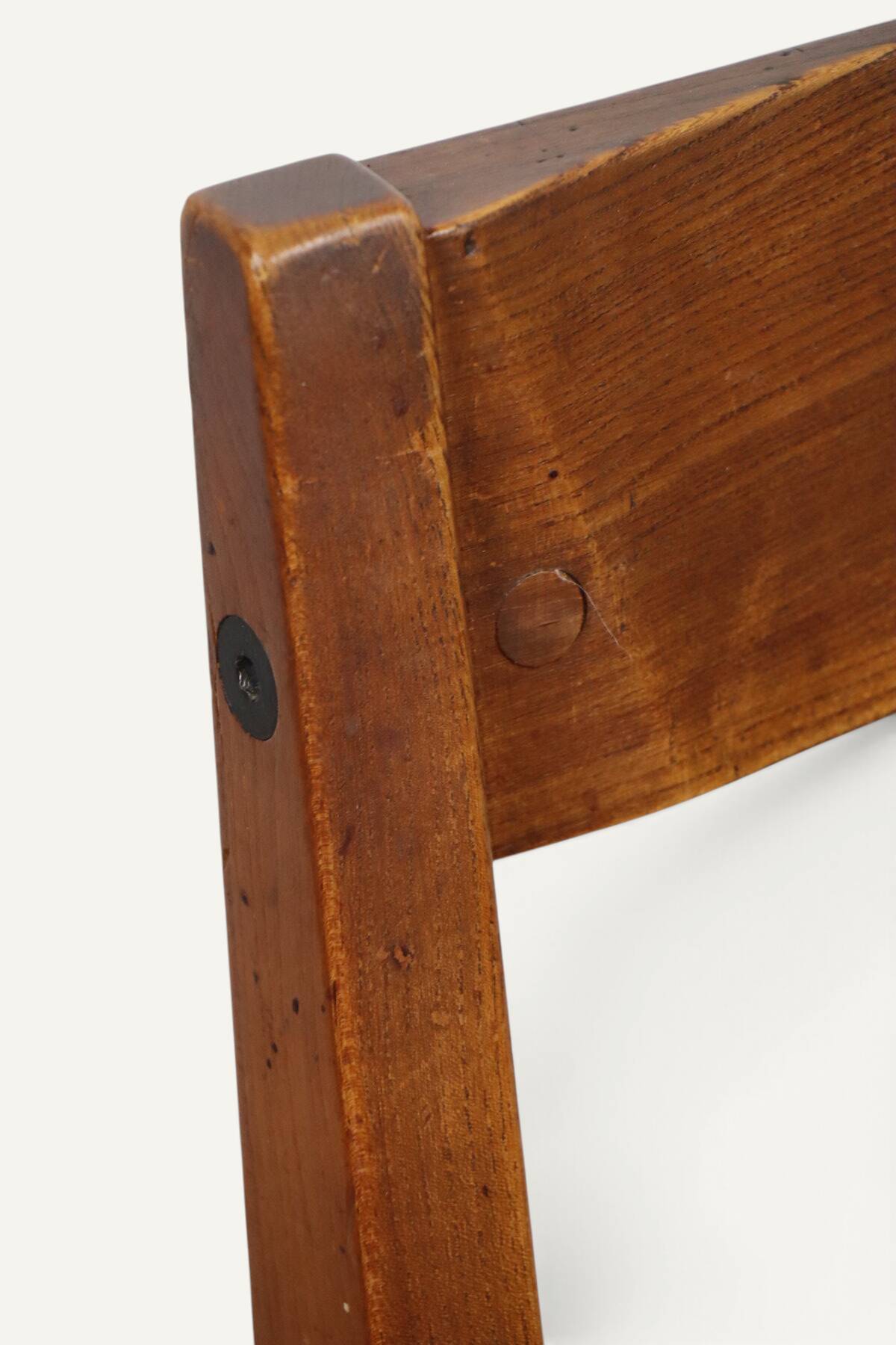 Chair S24 by Pierre Chapo – Solid elm and black leather – 1970