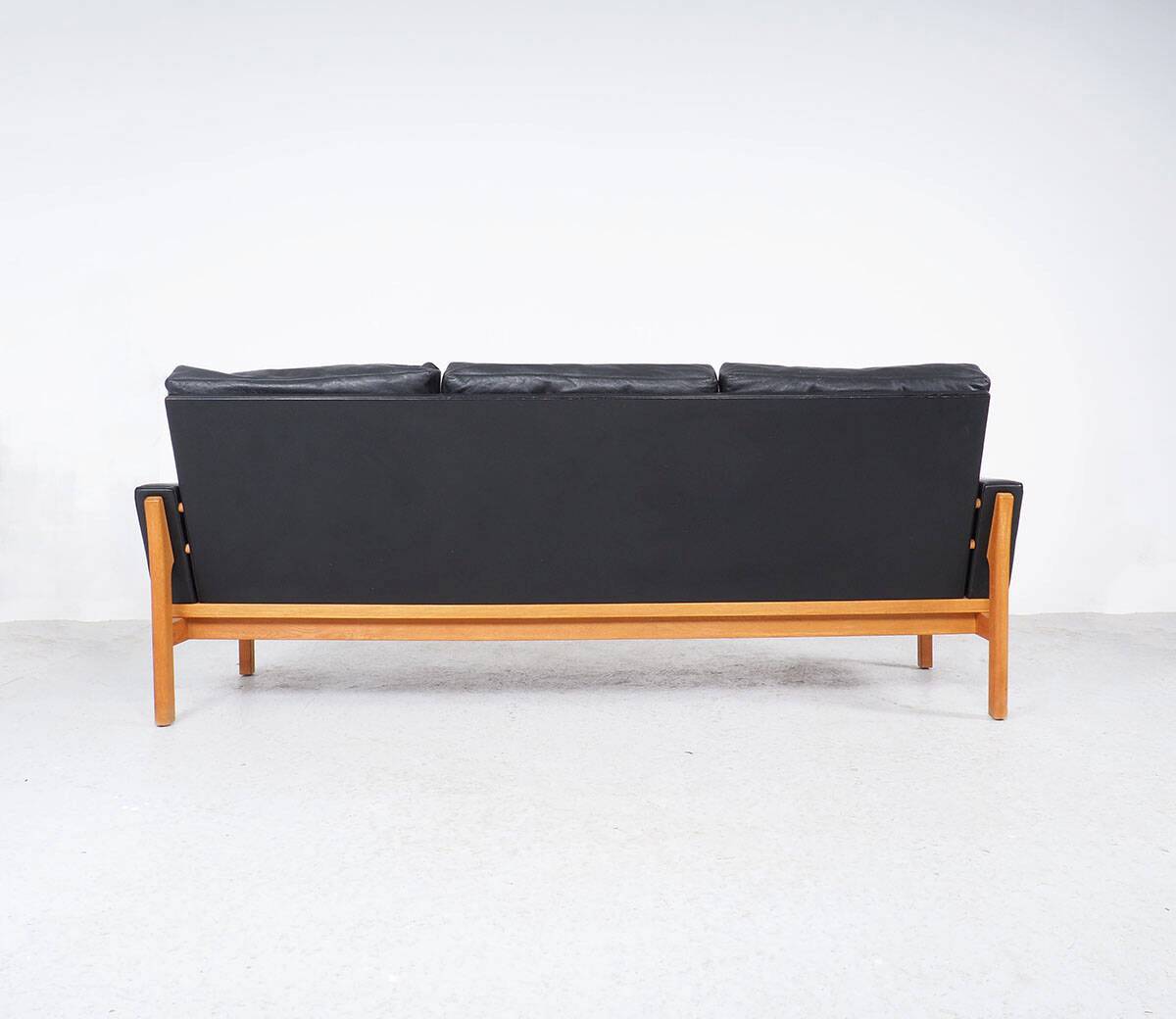 Vintage Black Leather Sofa by Poul M. Volther for Erik Jørgensen, 1960s