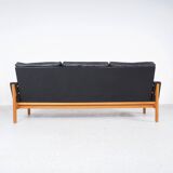 Vintage Black Leather Sofa by Poul M. Volther for Erik Jørgensen, 1960s