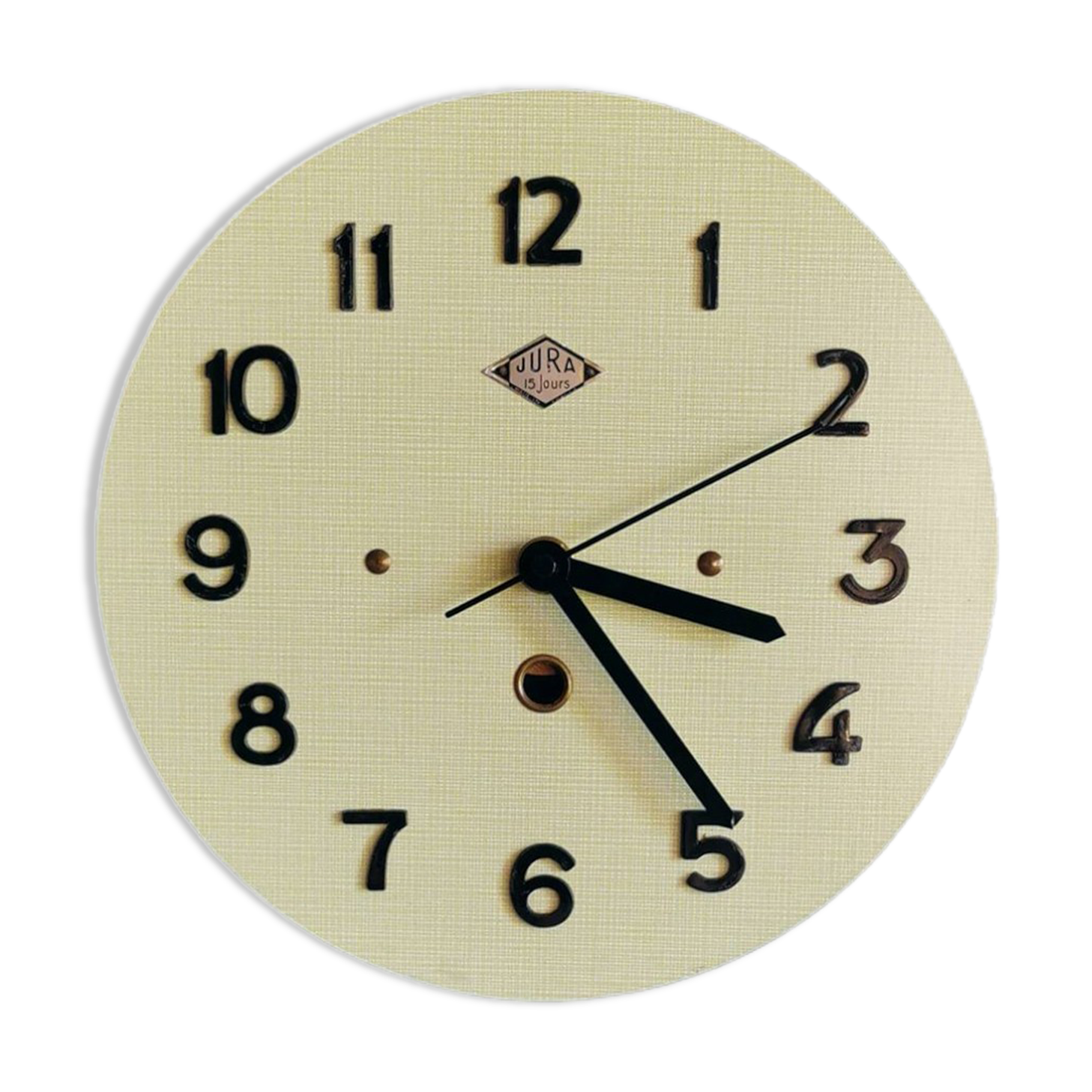 Vintage formica clock round silent wall clock "Green Jura"