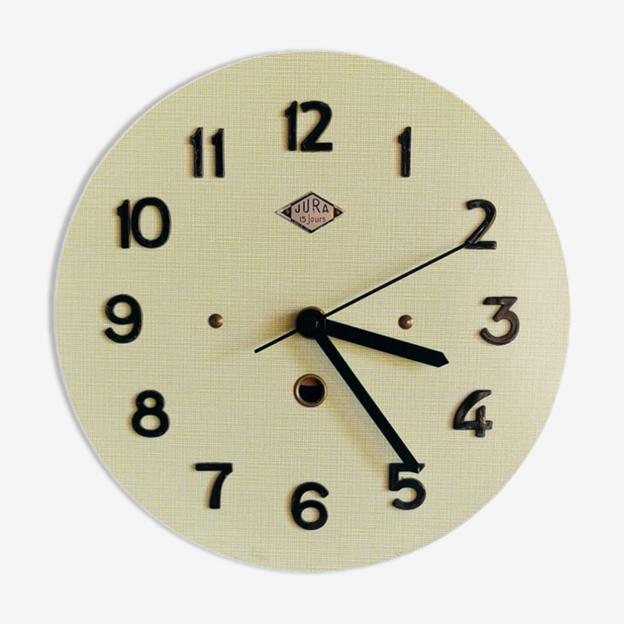 Horloge formica vintage pendule murale silencieuse ronde "Jura vert" |  Selency
