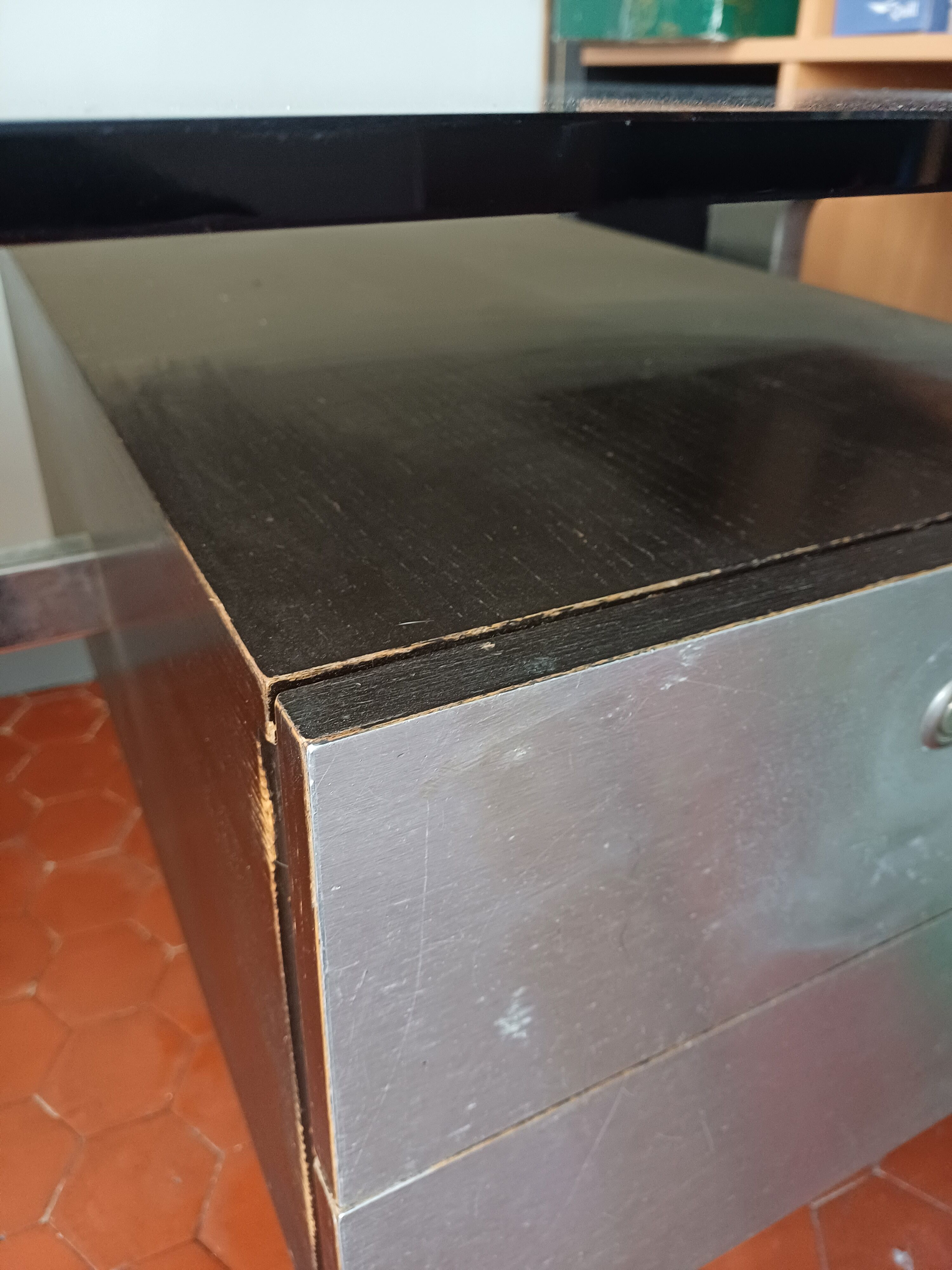 Bureau design vintage plateau verre style etienne fermigier 1970