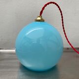 Lot 3 vintage blue opaline hanging lamps