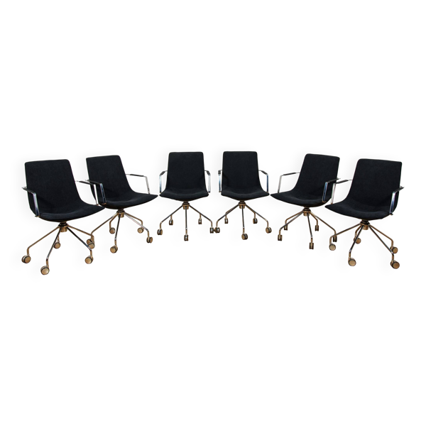 Chaises de conférence mi-siècle ''Comet'' par Gunilla Allard pour Lammhults, Suède, années 1990, ensemble de 6.