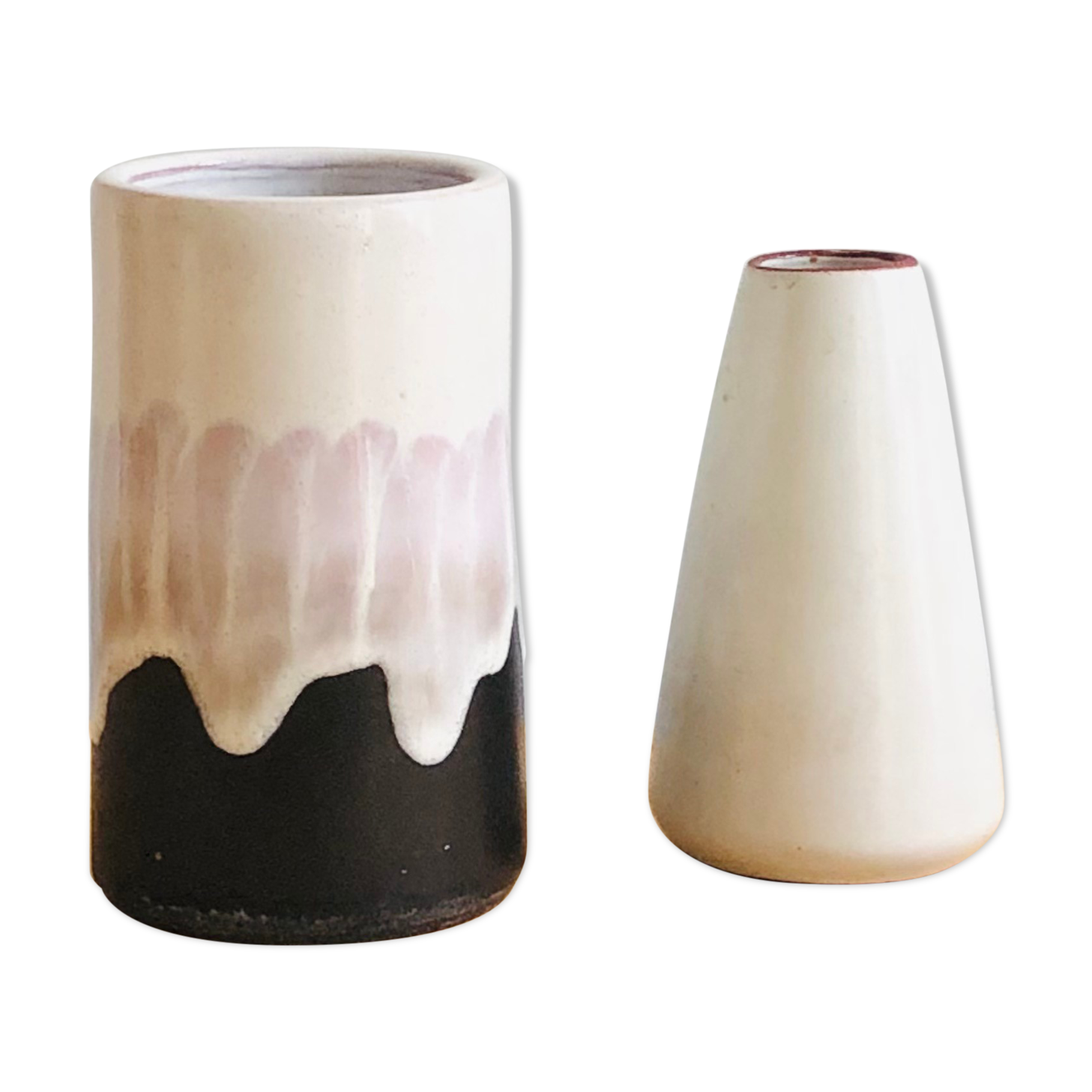 Duo of small ceramic vases