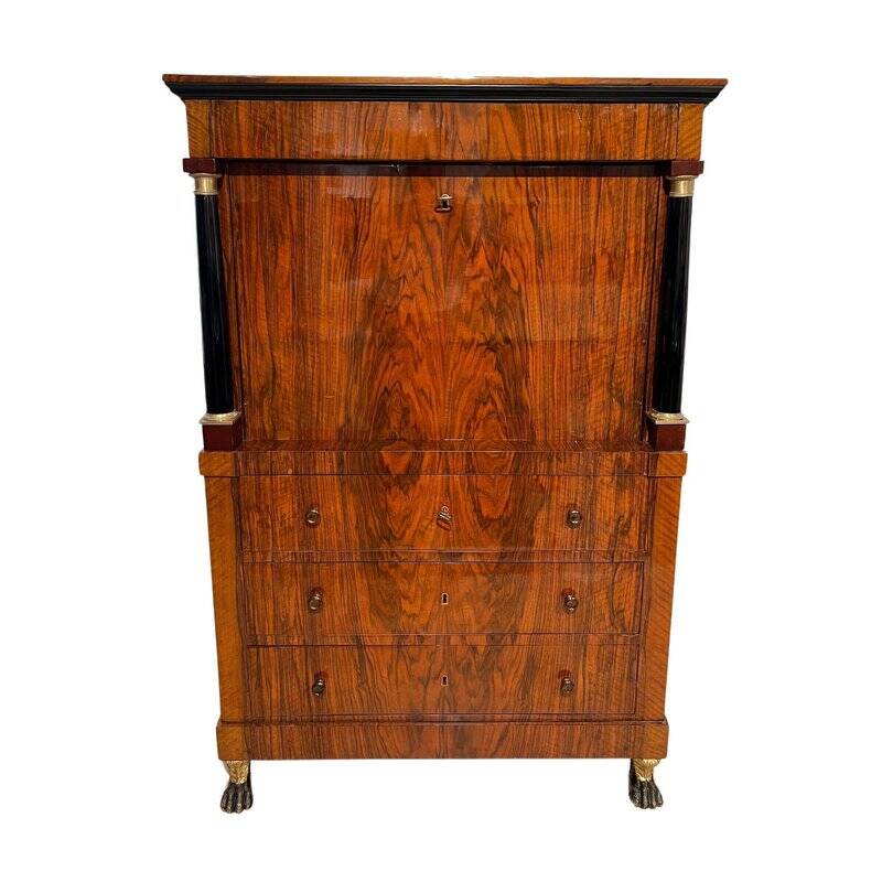 Biedermeier Secretary in Walnut and Maple, 1820