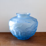 Molded glass vase marine décor 50s