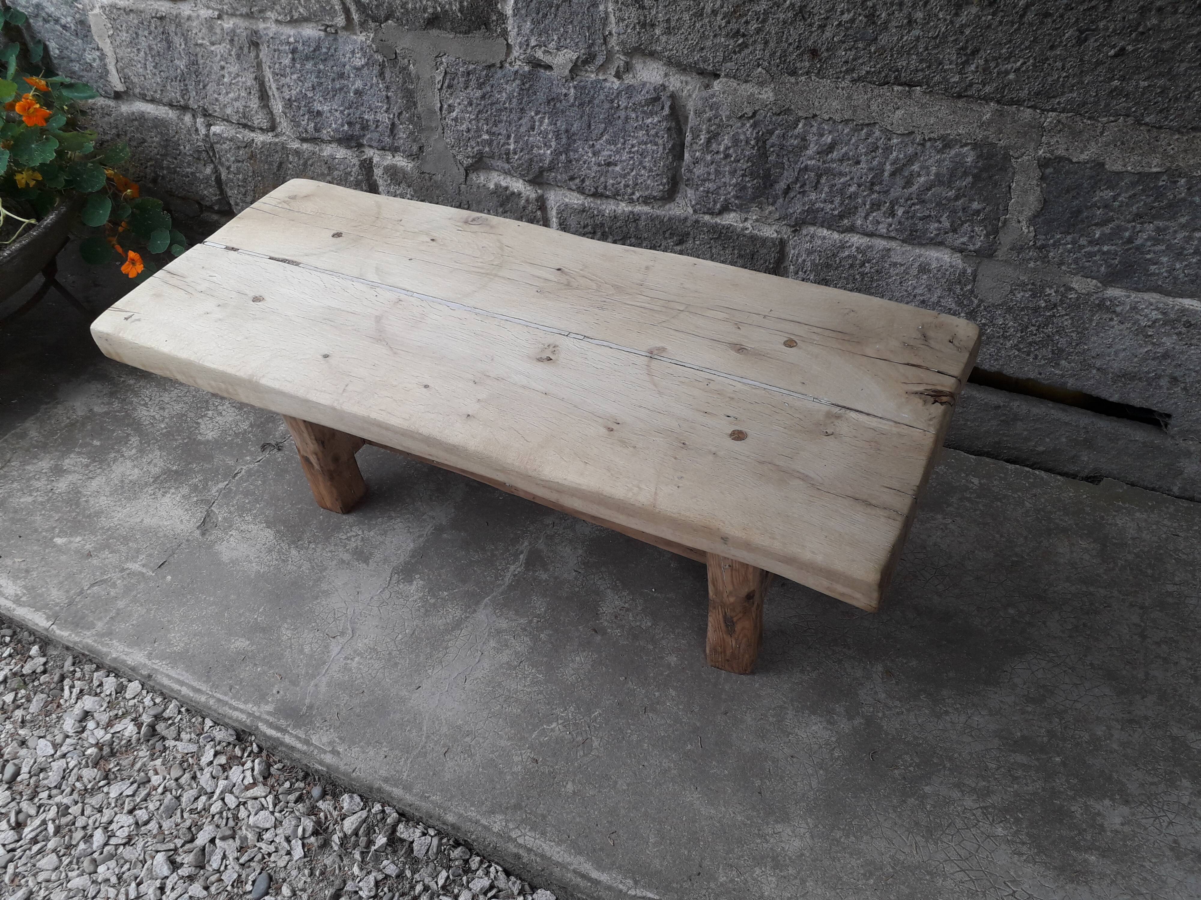 Brutalist solid oak coffee table