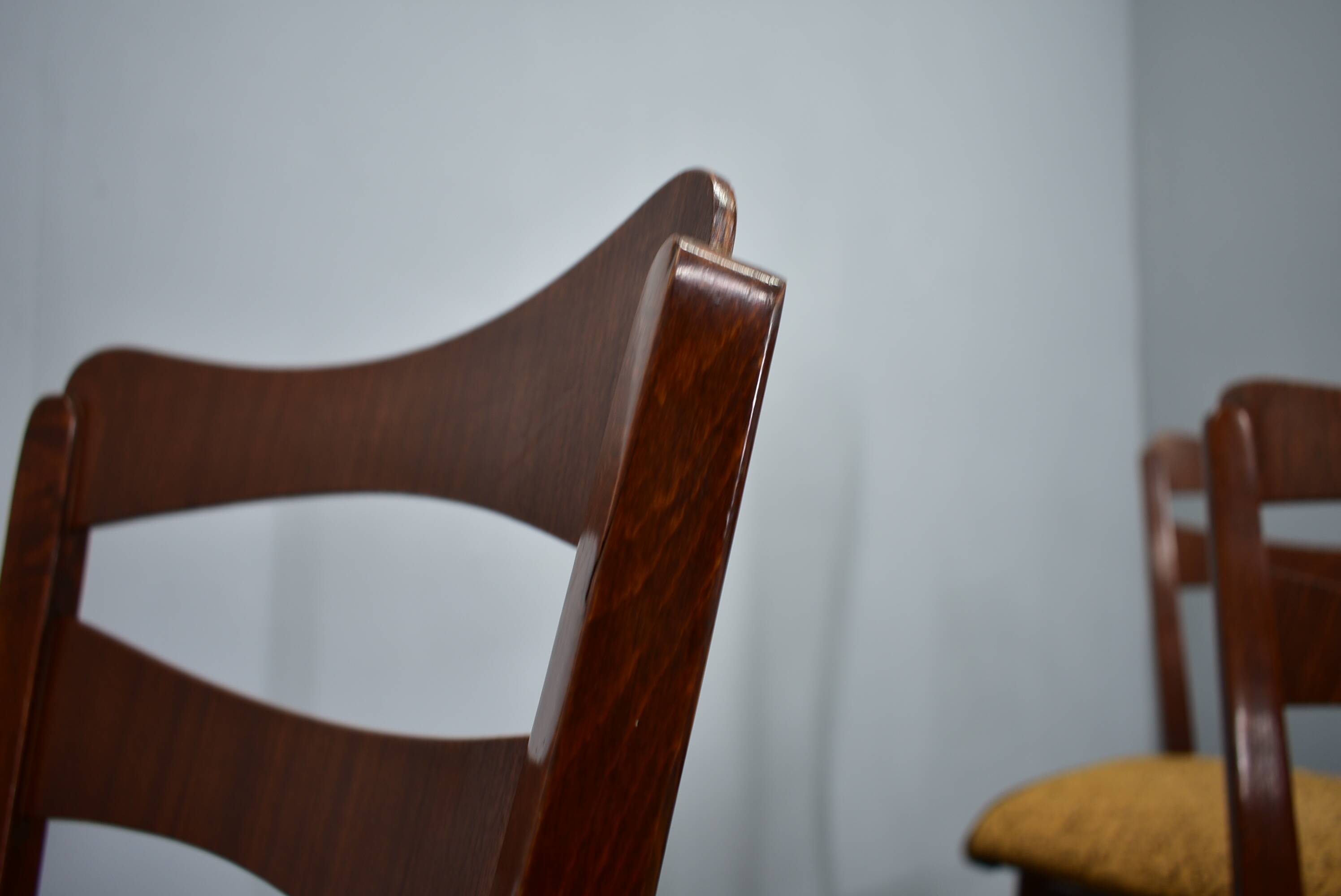 Vintage walnut dining chairs by Mier Topolcany, Czechoslovakia, 1960s, set of 4