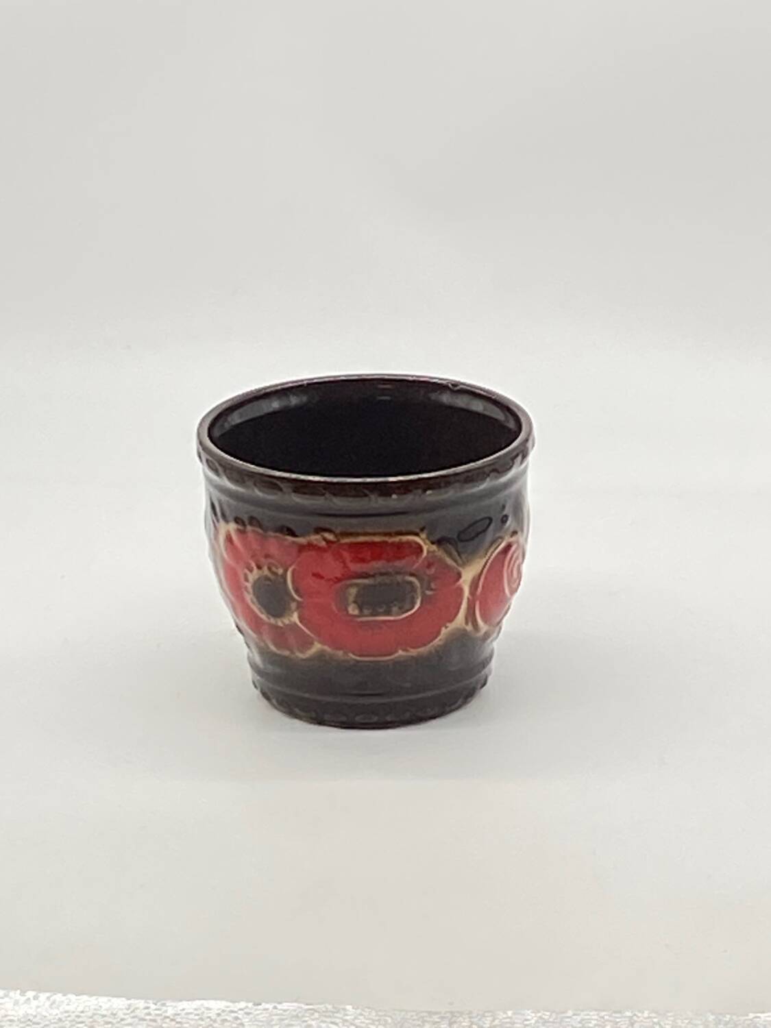 Cache pot céramique, vintage ,W. Germany, fleurs  rouges 🌹