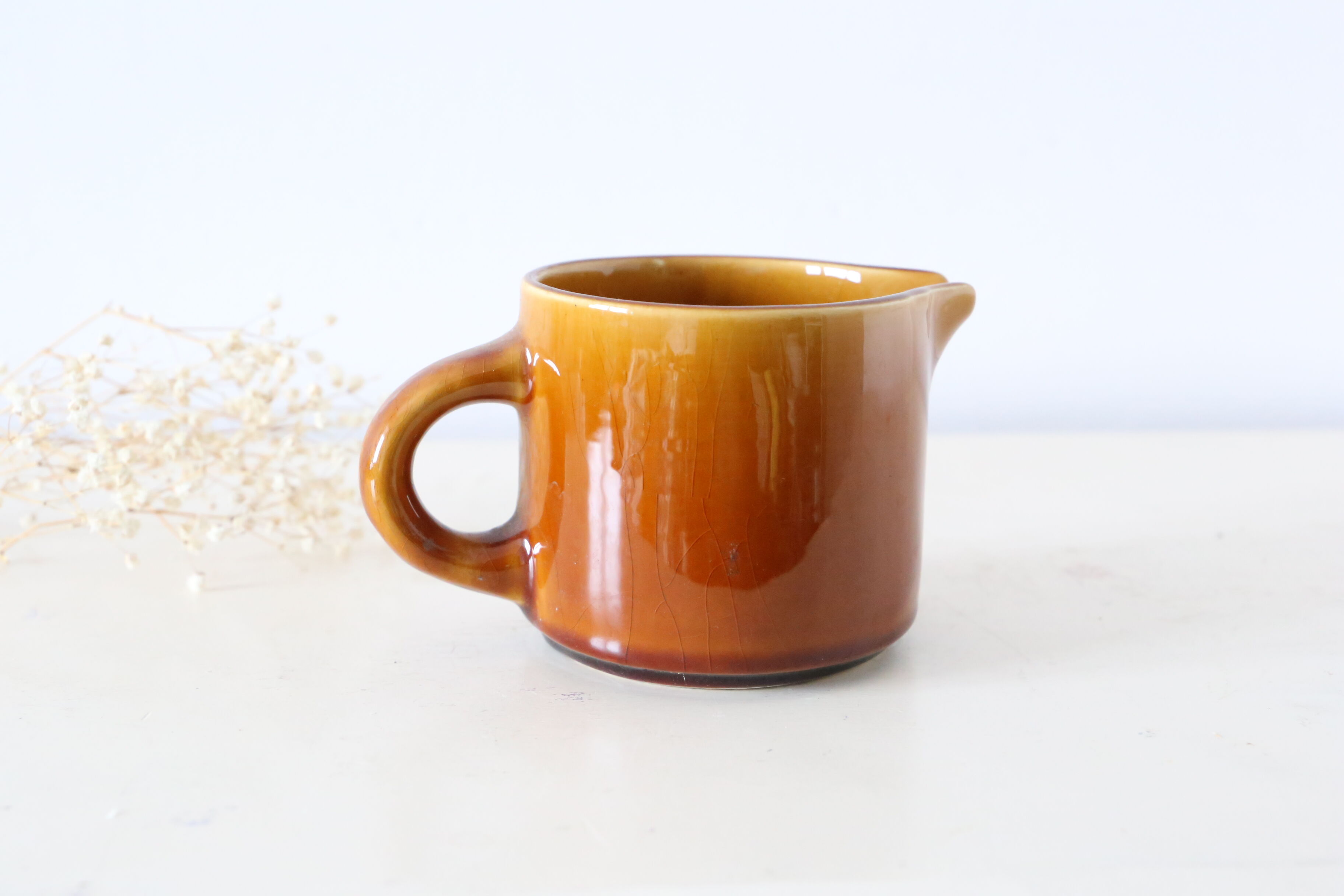 Ceramic milk pot, brown, Niderviller, made in France, vintage