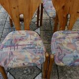 Set of 4 vintage swedish solid pine chairs 1960