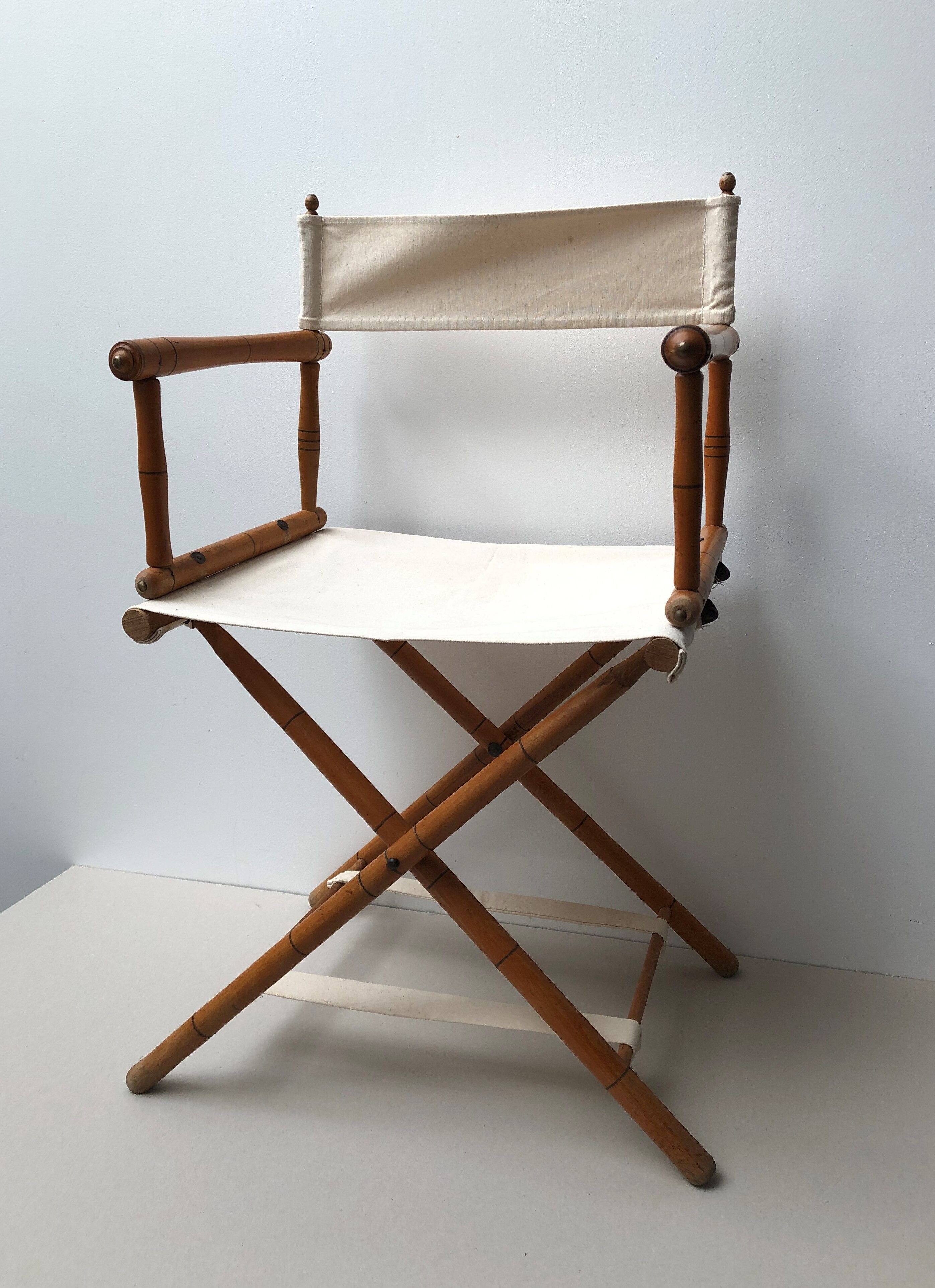 Former director's side chair in wood and canvas
