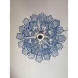 Contemporary Sky-Blue Italian Murano Glass “Tronchi” Chandelier